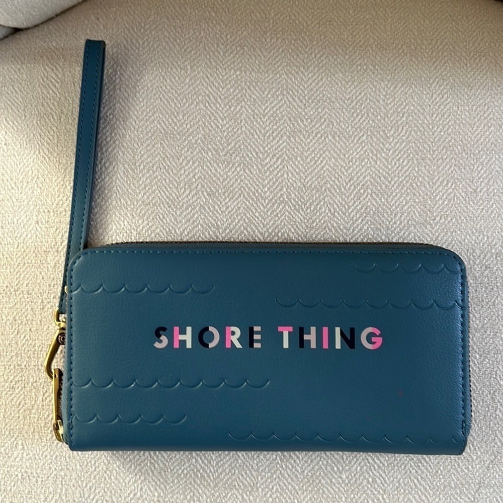 Fossil Blue Wallet Shore Thing Women’s Full Zip Vegan Wristlet